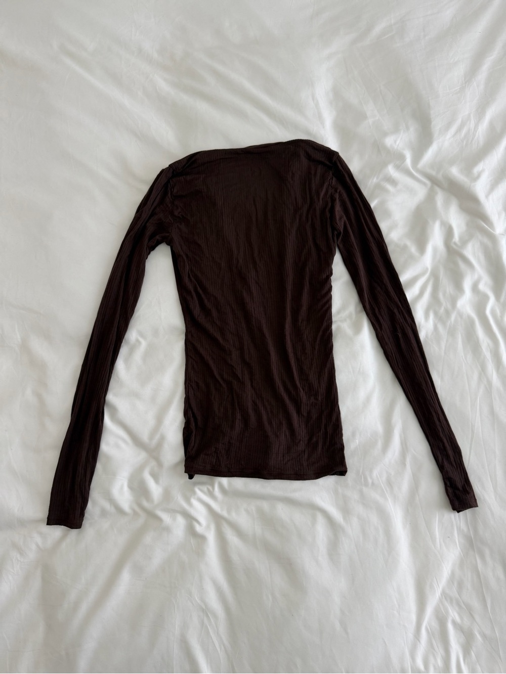 Negative Underwear Ribbed Long Sleeve Henley Pajama Set in Chocolate Brown - Picture 6 of 7